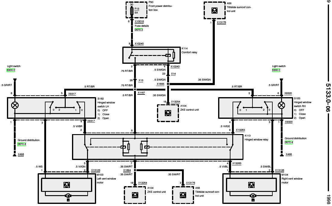 Coupe electric rear windows - wiring diagram